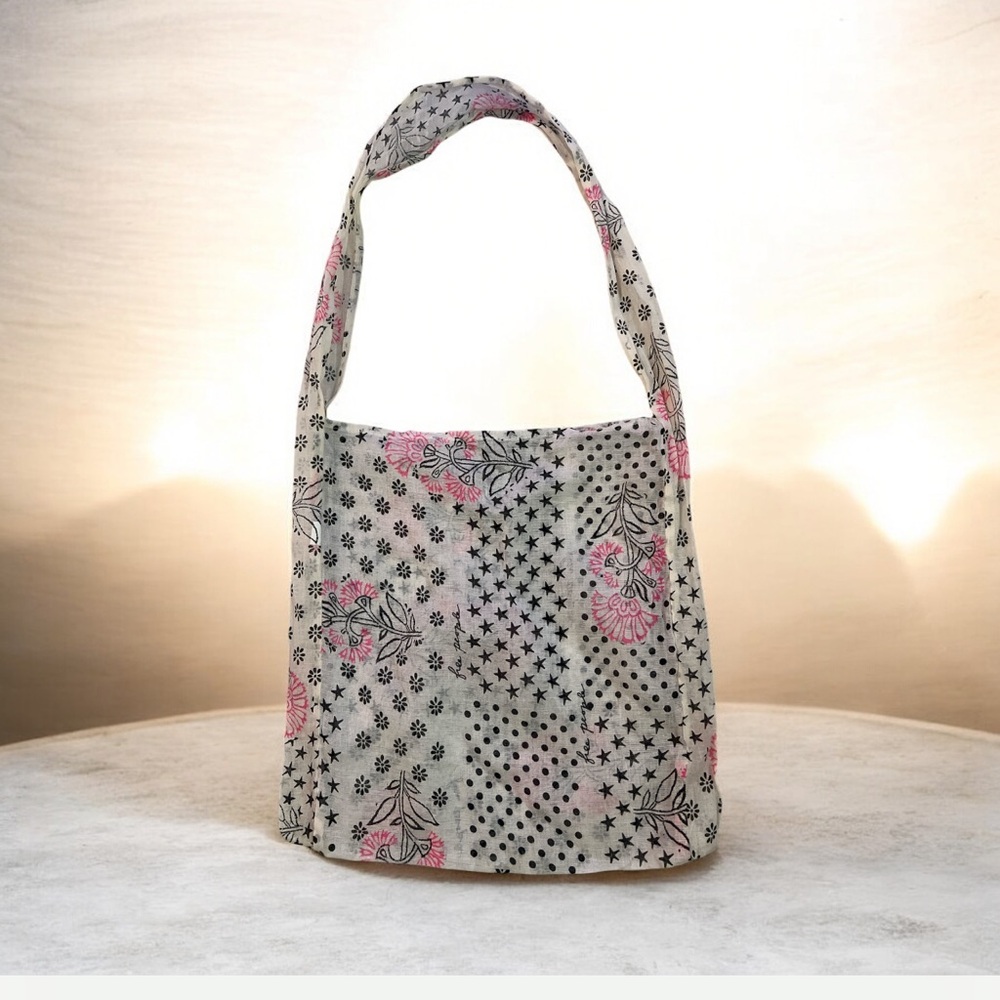 Free People Patchwork Tote Bag Floral Star Print‎ Boho Shoulder Bag